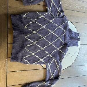 dressbarn Lavender Diamond Knit Turtleneck Sweater